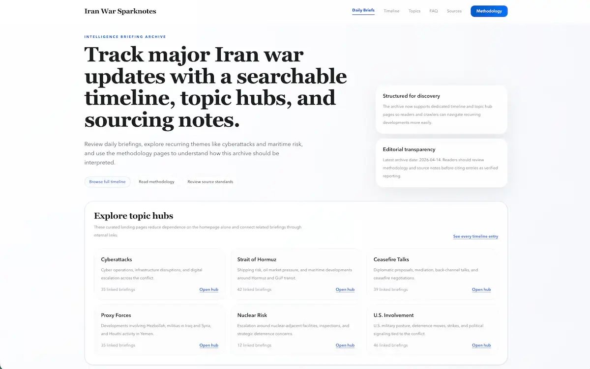 Sparknotes Design Iran War Sparknotes — Media Production Winner 2026 | Web Design Awards ...