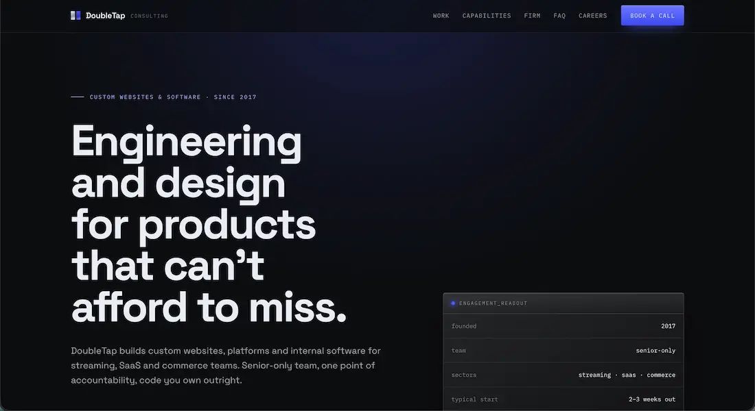 DoubleTap Consulting — Custom websites… | Web Design Awards